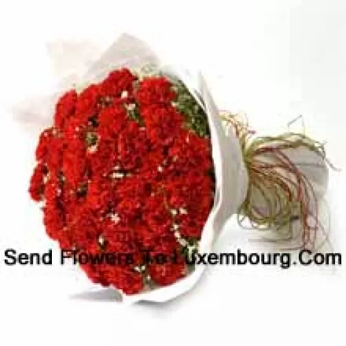Bunch Of 37 Red Carnations With Seasonal Fillers
