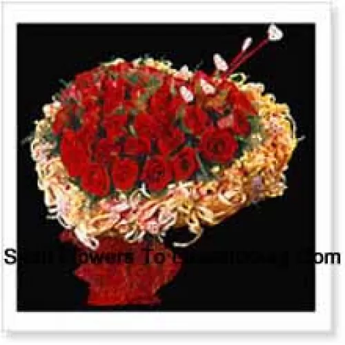 Heart Shaped Arrangement Of 51 Red Roses