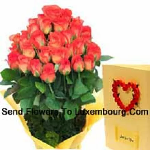 Bunch Of 31 Orange Roses With A Free Love Greeting Card